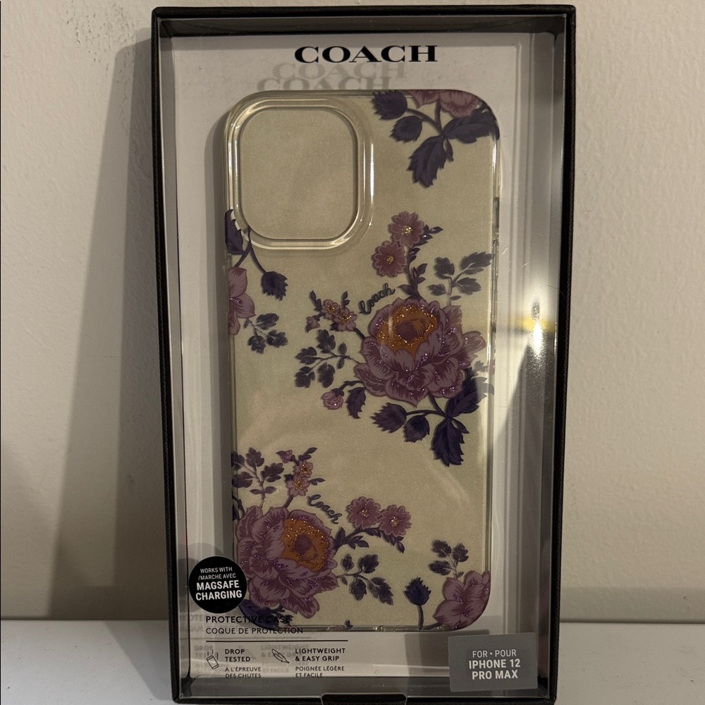 Coach iPhone 12 Pro Max Case - Cream and Purple Floral